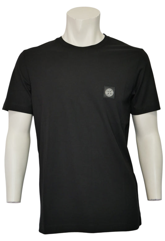 Stone Island Herren T-Shirt Schwarz Stretch Baumwolle