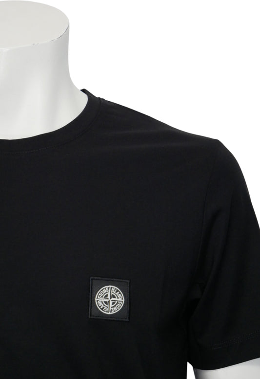 Stone Island Herren T-Shirt Schwarz Stretch Baumwolle