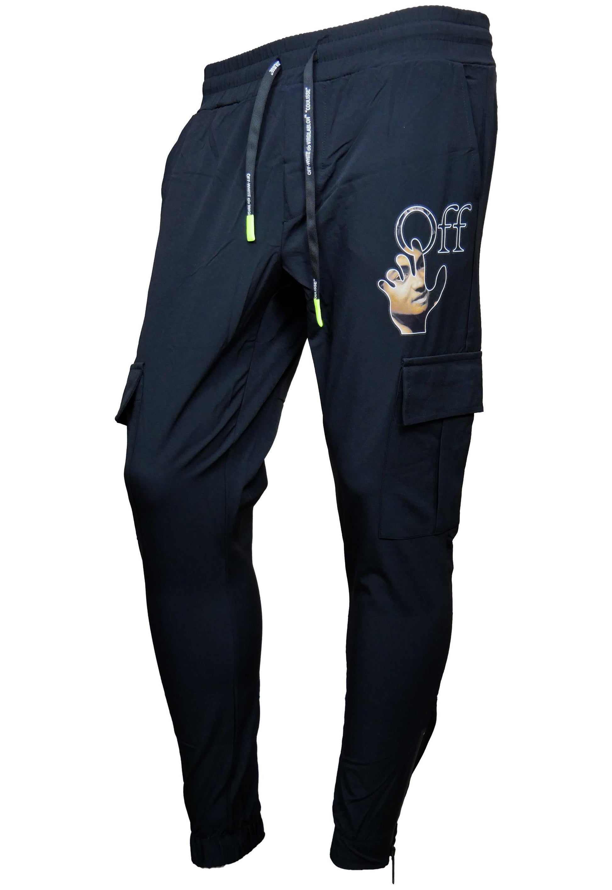 Off-White Herren Cargohose mit Gummizug – Vorderansicht